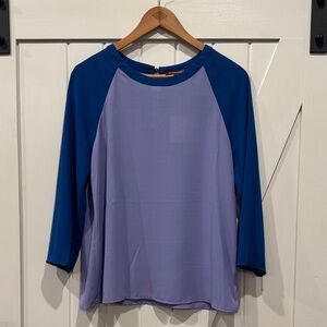 NWT Hive & Honey blue and periwinkle three quarter sleeves top